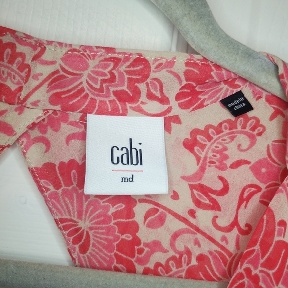 Cabi #5037 Vita Sleeveless Top Cutout Back Floral Medium Sheer - Picture 7 of 8